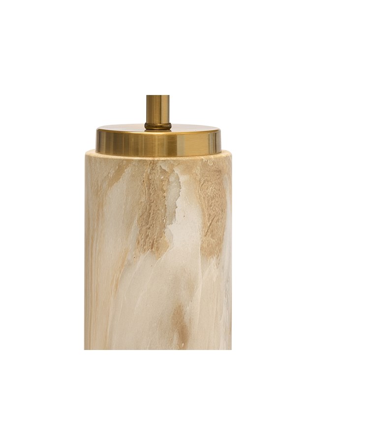 Cylinder Cream Marble Effect Table Lamp with White Gold Lined Shade Cylinder Cream Marble Effect Table Lamp with White Gold Lined Shade