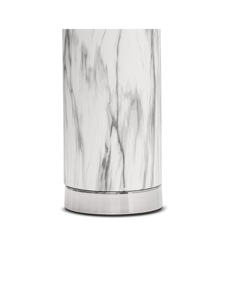 Cylinder Grey Marble Effect Table Lamp with Grey Silver Lined Shade Cylinder Grey Marble Effect Table Lamp with Grey Silver Lined Shade