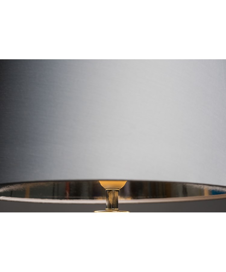 Cylinder Grey Marble Effect Table Lamp with Grey Silver Lined Shade Cylinder Grey Marble Effect Table Lamp with Grey Silver Lined Shade