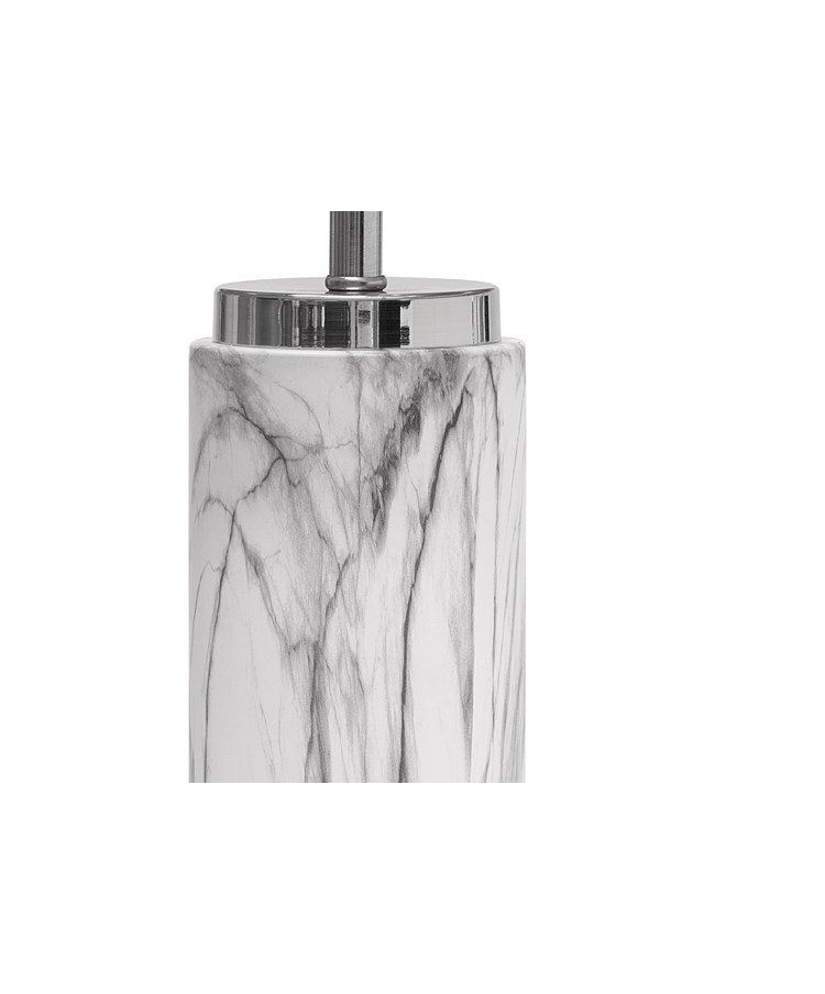 Cylinder Grey Marble Effect Table Lamp with Ivory Pleat Shade Cylinder Grey Marble Effect Table Lamp with Ivory Pleat Shade