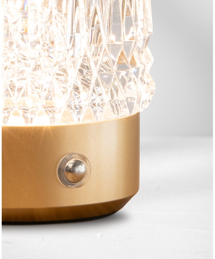 Glass Tumbler Style Rechargeable USB Gold Table Lamp - 3 Brightness Settings Glass Tumbler Style Rechargeable USB Gold Table Lamp - 3 Brightness Settings