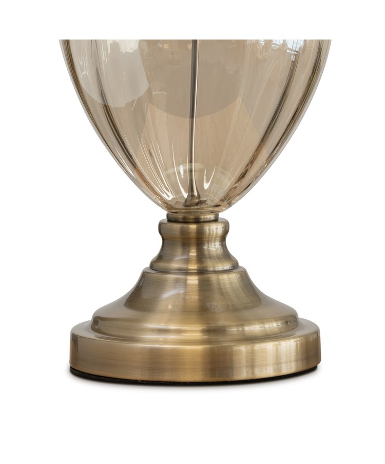 Hepburn Large Amber Glass Antique Brass Table Lamp with Cream Pleat Shade Hepburn Large Amber Glass Antique Brass Table Lamp with Cream Pleat Shade