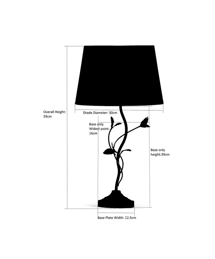 Leaf Antique Brass Table Lamp with Dark Charcoal Shade