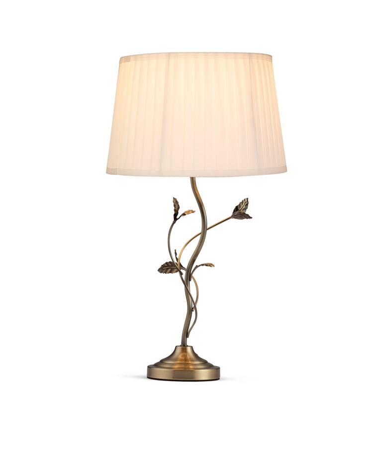 Leaf Antique Brass Table Lamp with Ivory Pleat Shade Leaf Antique Brass Table Lamp with Ivory Pleat Shade