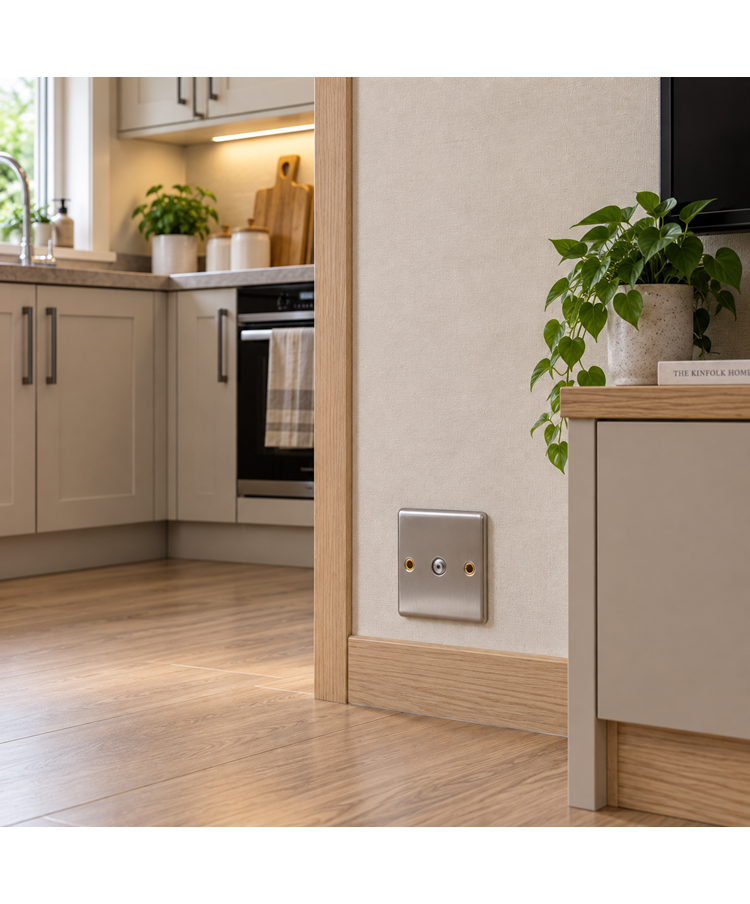 Round Edge Brushed Steel 1G TV Socket Round Edge Brushed Steel 1G TV Socket