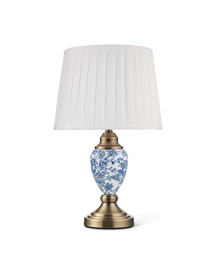 Bailey Small Table Lamp Printed Ivory/Blue