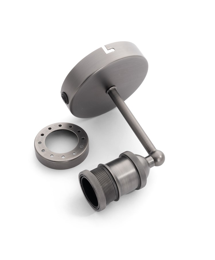 Echo Pewter Wall Light with Smoked Ribbed Glass Echo Pewter Wall Light with Smoked Ribbed Glass