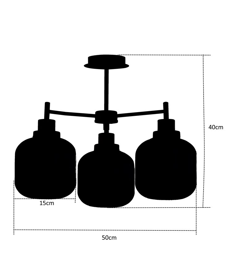 Silver Corsica 3 Light with Ribbed Smoked Glass Silver Corsica 3 Light with Ribbed Smoked Glass