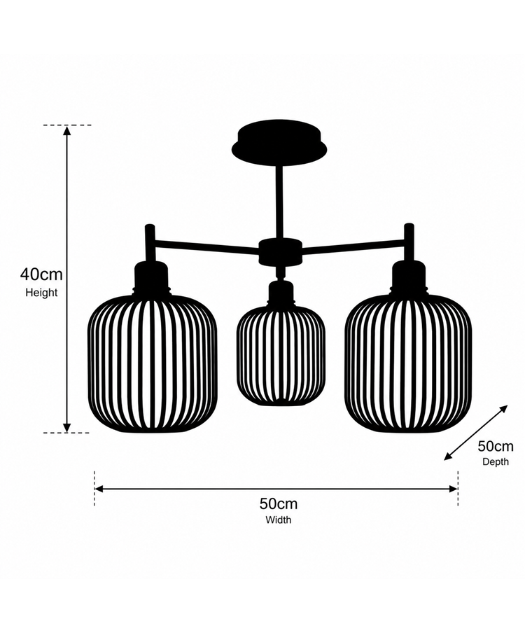 Corsica Black 3 light with Smoked Glass Shades
