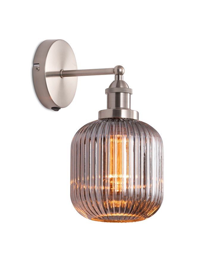 Echo Silver Wall Light Smoked Robbed Glass Echo Silver Wall Light Smoked Robbed Glass