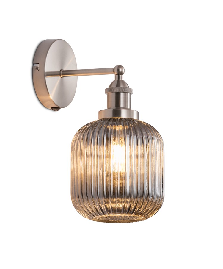 Echo Silver Wall Light Smoked Robbed Glass Echo Silver Wall Light Smoked Robbed Glass