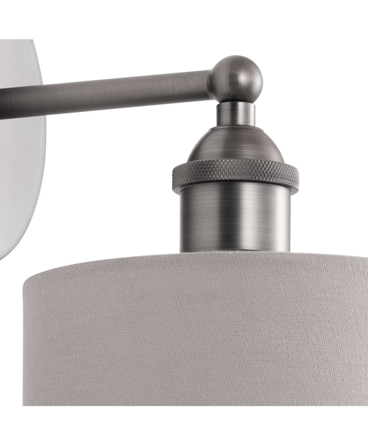 Echo Modern Pewter Wall Light with Grey Linen Shade