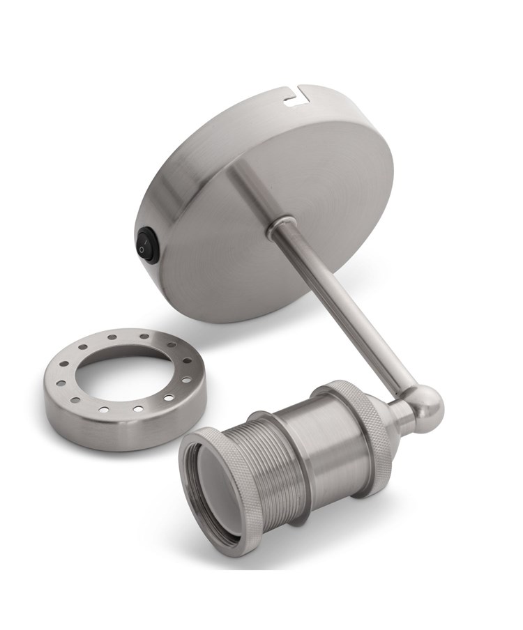 Echo Modern Pewter Wall Light with Grey Linen Shade Echo Modern Pewter Wall Light with Grey Linen Shade