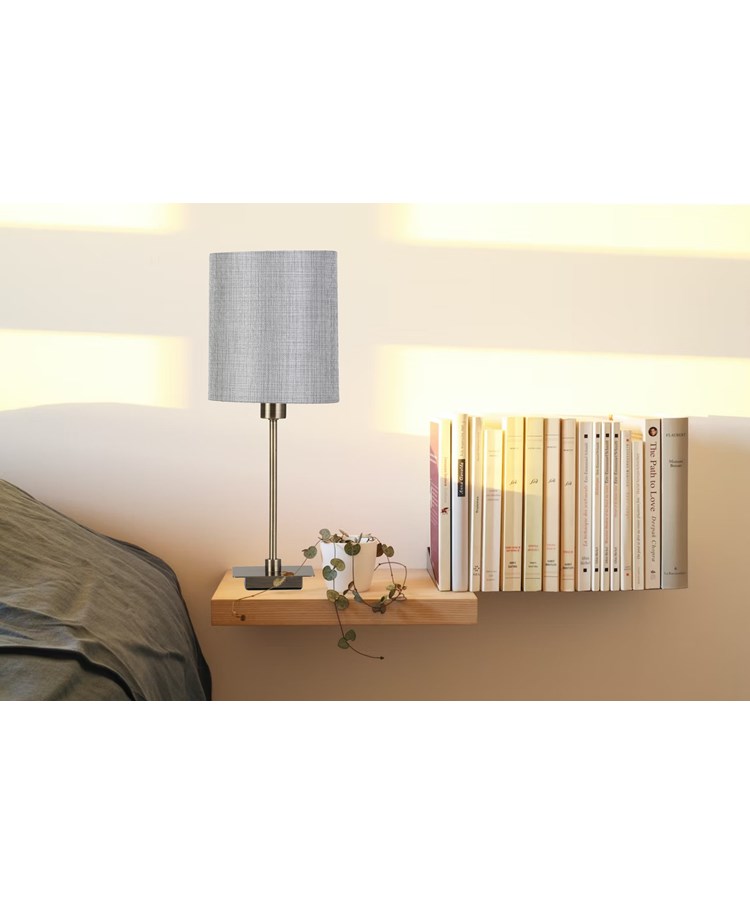 (Pair) Darwen Square Stick Antique Brass with Grey Linen Shade