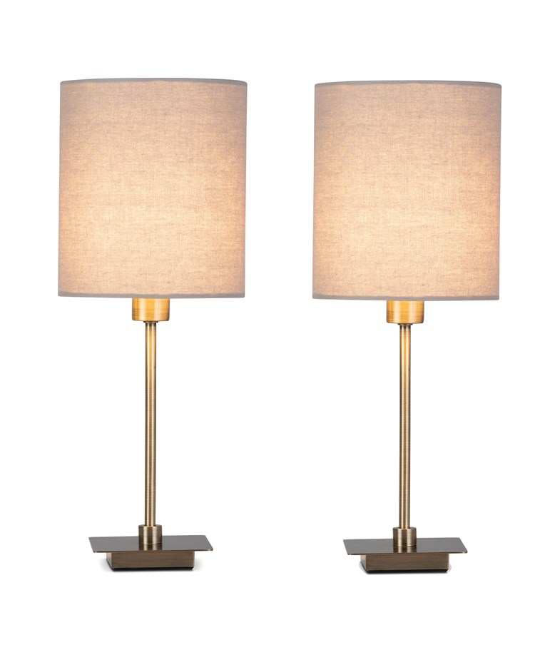 (Pair) Darwen Square Stick Antique Brass with Grey Shade