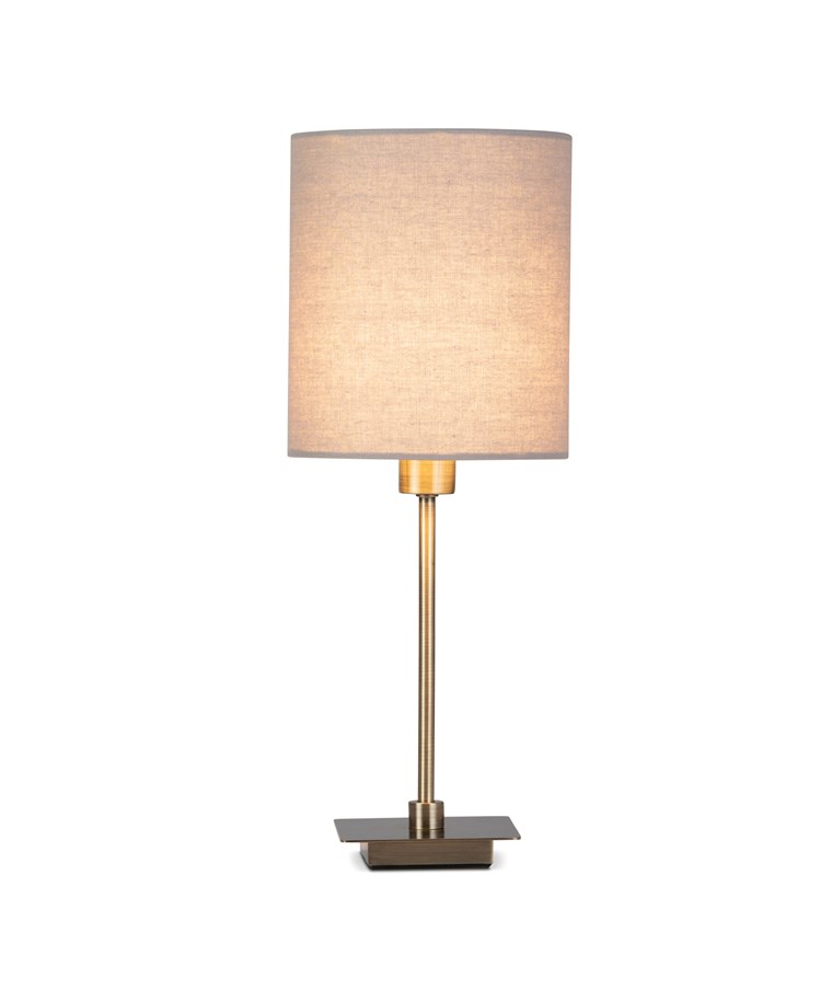 Darwen Square Stick Antique Brass Table Lamp with Grey Shade Darwen Square Stick Antique Brass Table Lamp with Grey Shade