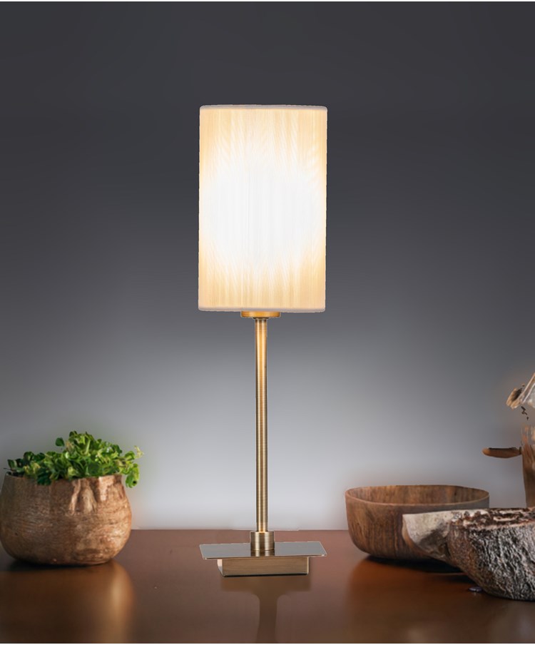 Darwen Square Stick Antique Brass Table Lamp with Large Ivory Shade
