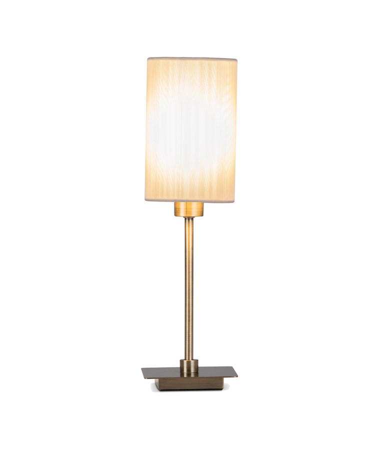 Darwen Square Stick Antique Brass Table Lamp with Small Ivory Shade Darwen Square Stick Antique Brass Table Lamp with Small Ivory Shade
