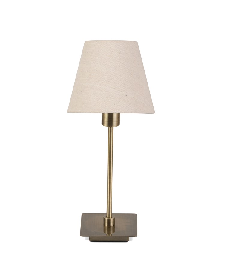 Darwen Square Stick Antique Brass Table Lamp with Natural Linen Shade Darwen Square Stick Antique Brass Table Lamp with Natural Linen Shade