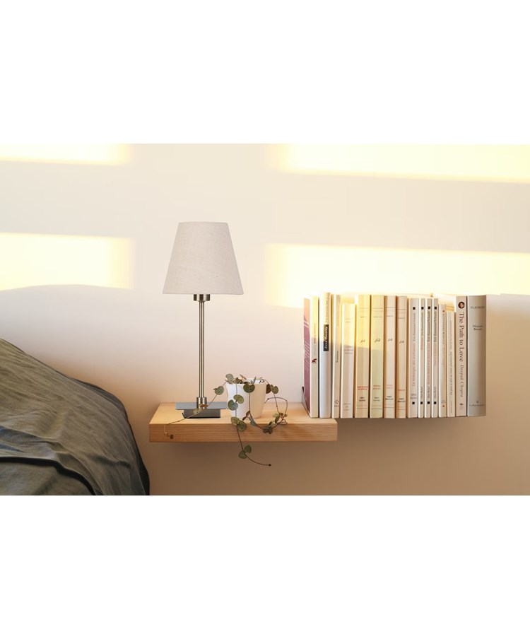 Darwen Square Stick Antique Brass Table Lamp with Natural Linen Shade Darwen Square Stick Antique Brass Table Lamp with Natural Linen Shade