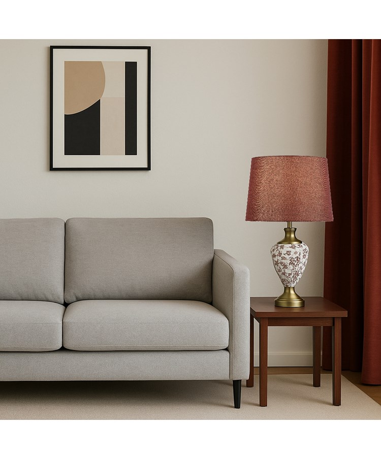 Hepburn Red Printed / Antique Table Lamp with Red Shade Hepburn Red Printed / Antique Table Lamp with Red Shade