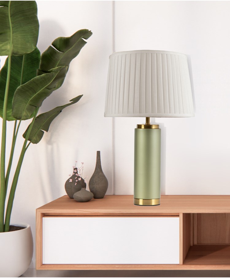 Cylinder Frosted Sage Green with Cream Pleat Shade Cylinder Frosted Sage Green with Cream Pleat Shade
