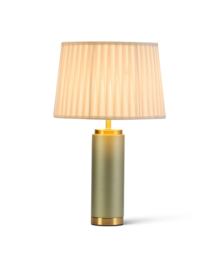 Cylinder Frosted Sage Green with Cream Pleat Shade Cylinder Frosted Sage Green with Cream Pleat Shade