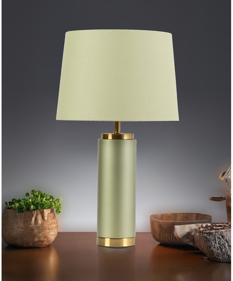 Cylinder Frosted Sage Green Table Lamp with Green Shade Cylinder Frosted Sage Green Table Lamp with Green Shade