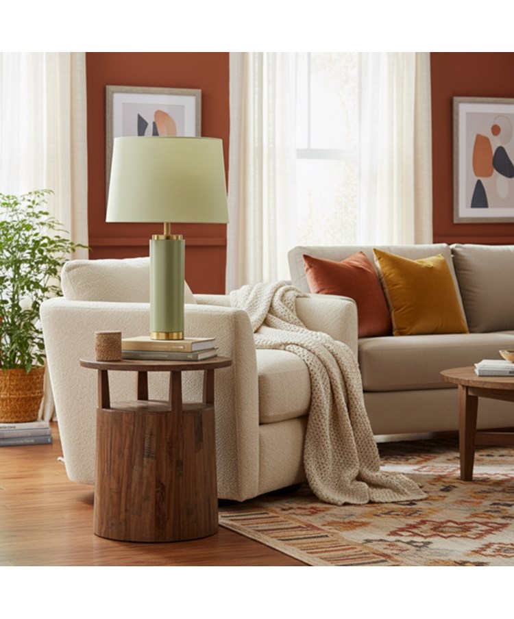 Cylinder Frosted Sage Green Table Lamp with Green Shade Cylinder Frosted Sage Green Table Lamp with Green Shade