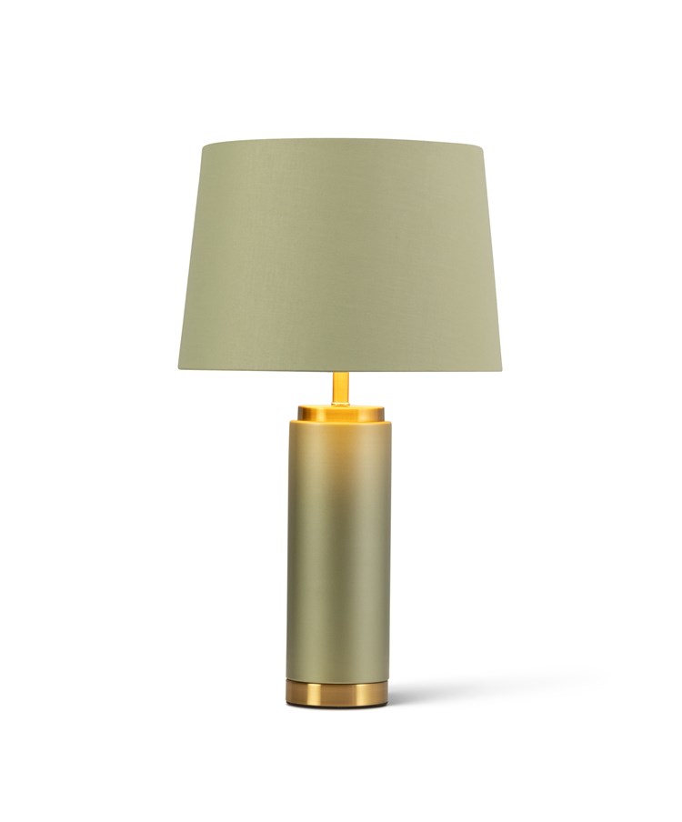 Cylinder Frosted Sage Green Table Lamp with Green Shade Cylinder Frosted Sage Green Table Lamp with Green Shade