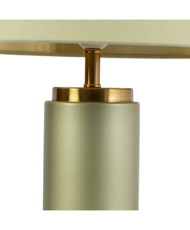 Cylinder Frosted Sage Green Table Lamp with Green Shade Cylinder Frosted Sage Green Table Lamp with Green Shade