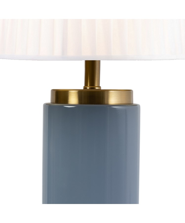 Cylinder Juniper Blue / Gold Effect with Ivory Pleat Shade Cylinder Juniper Blue / Gold Effect with Ivory Pleat Shade