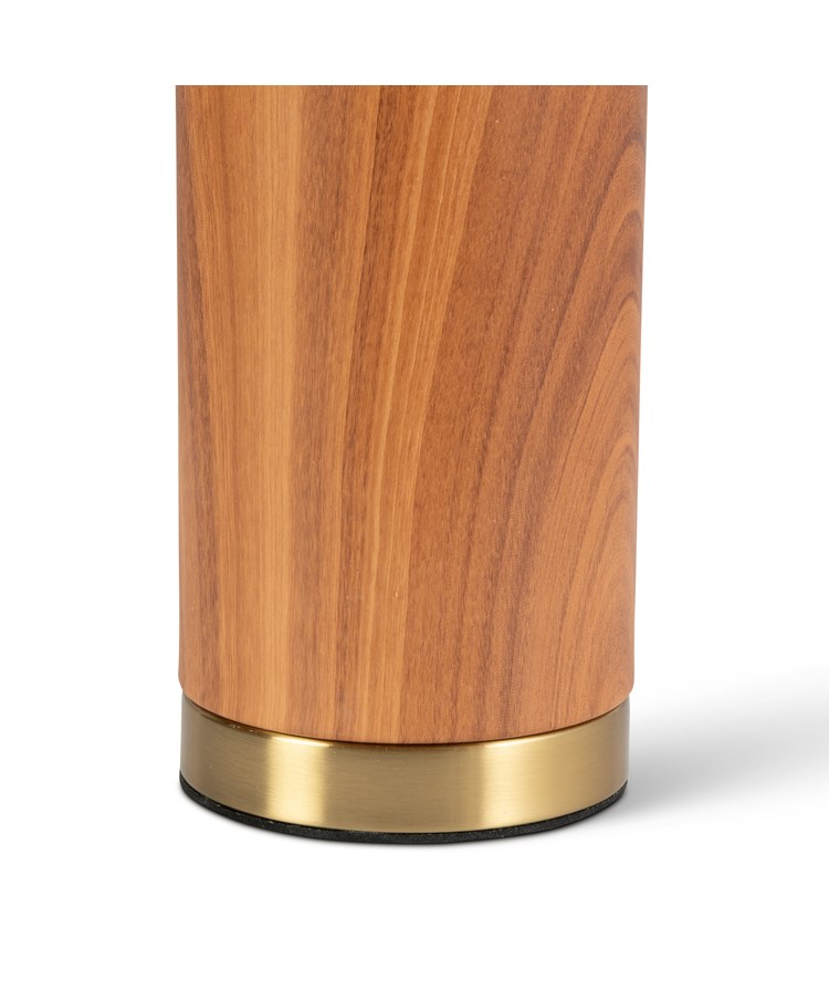 Cylinder Wood Effect Print/Gold Table Lamp with Cream Pleat Shade Cylinder Wood Effect Print/Gold Table Lamp with Cream Pleat Shade