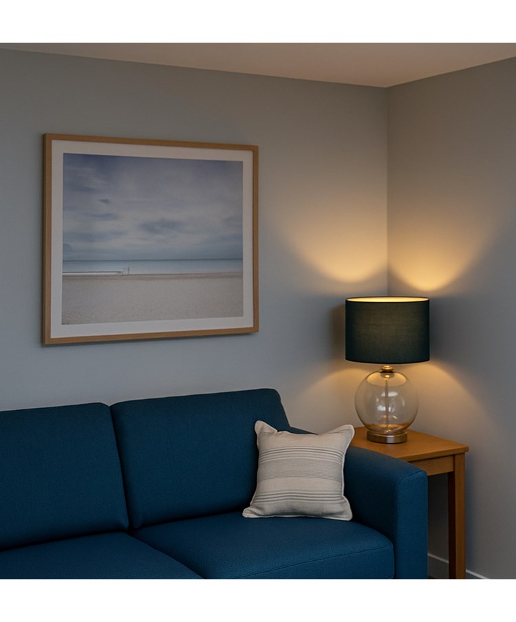 Orb Smokey Blue/Chrome Table Lamp Orb Smokey Blue/Chrome Table Lamp