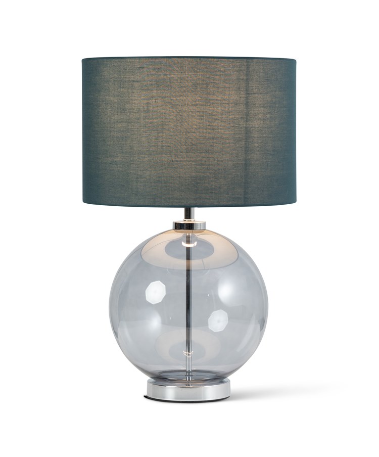 Orb Smokey Blue/Chrome Table Lamp Orb Smokey Blue/Chrome Table Lamp