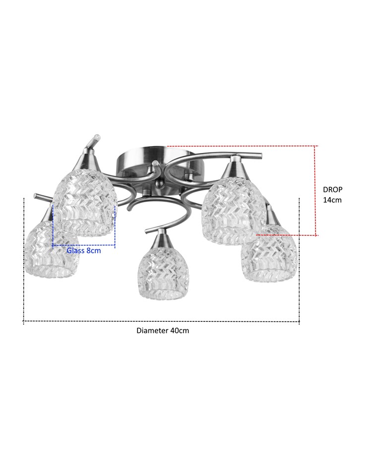 Hendon 5 Light Gold Brass Effect Semi Flush Ceiling Light Hendon 5 Light Gold Brass Effect Semi Flush Ceiling Light