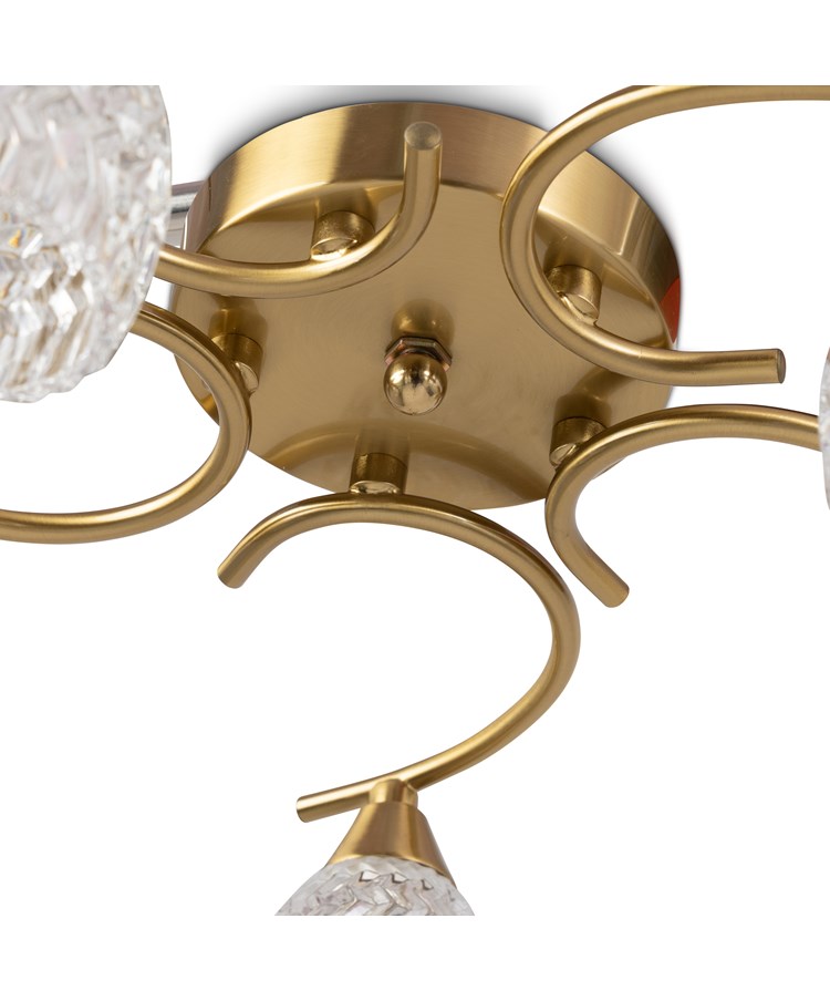 Hendon 5 Light Gold Brass Effect Semi Flush Ceiling Light Hendon 5 Light Gold Brass Effect Semi Flush Ceiling Light