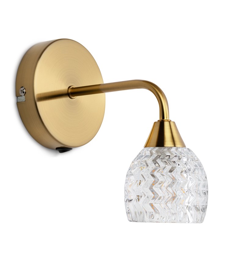Hendon Gold Brass Effect Wall Light Single Switched Hendon Gold Brass Effect Wall Light Single Switched
