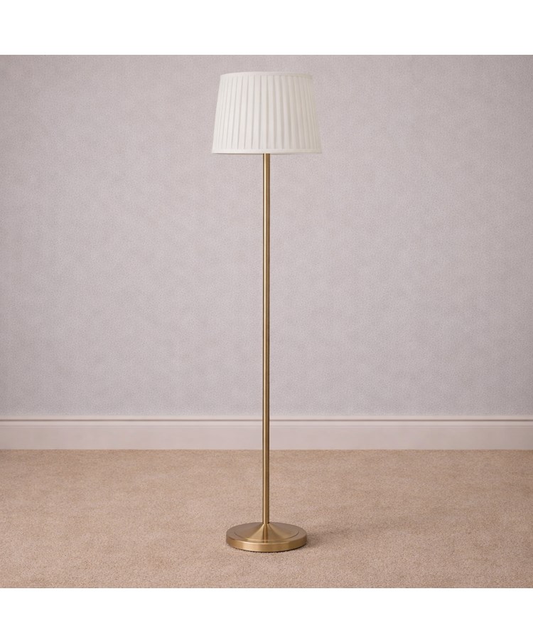 Stockholm Antique Brass Floor Lamp with Red & Gold Shade Stockholm Antique Brass Floor Lamp with Red & Gold Shade