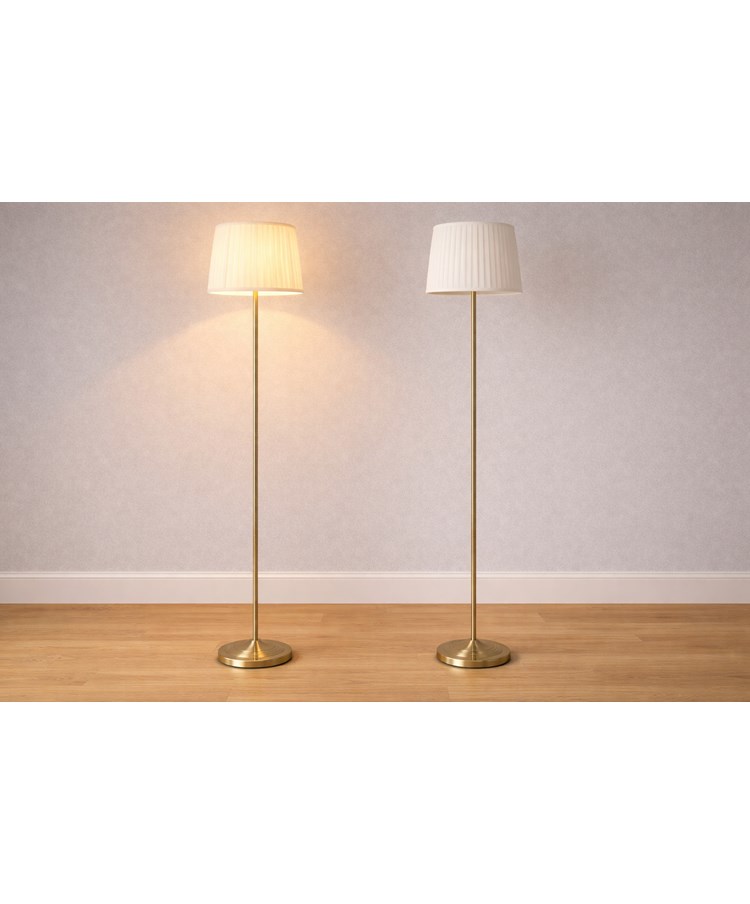 Stockholm Antique Brass Floor Lamp with Red & Gold Shade Stockholm Antique Brass Floor Lamp with Red & Gold Shade