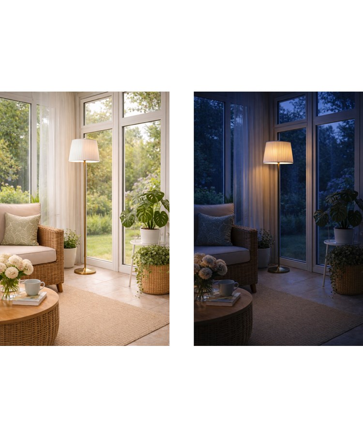 Stockholm Antique Brass Floor Lamp with Red & Gold Shade Stockholm Antique Brass Floor Lamp with Red & Gold Shade