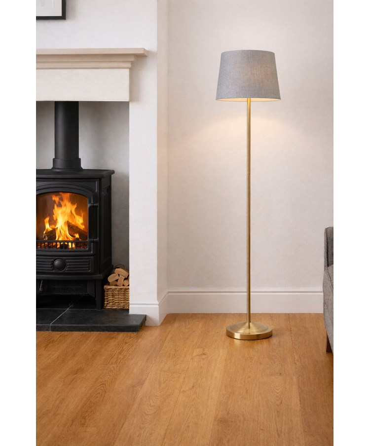 Stockholm Antique Brass Floor Lamp with Cream Pleat Shade Stockholm Antique Brass Floor Lamp with Cream Pleat Shade