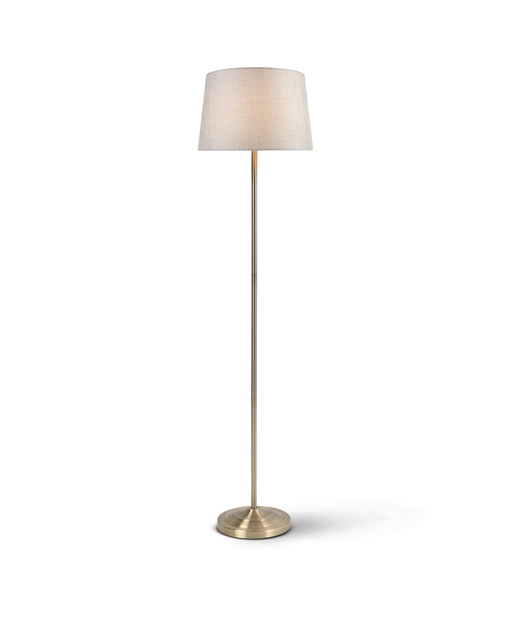 Stockholm Antique Brass Floor Lamp with Cream Pleat Shade Stockholm Antique Brass Floor Lamp with Cream Pleat Shade