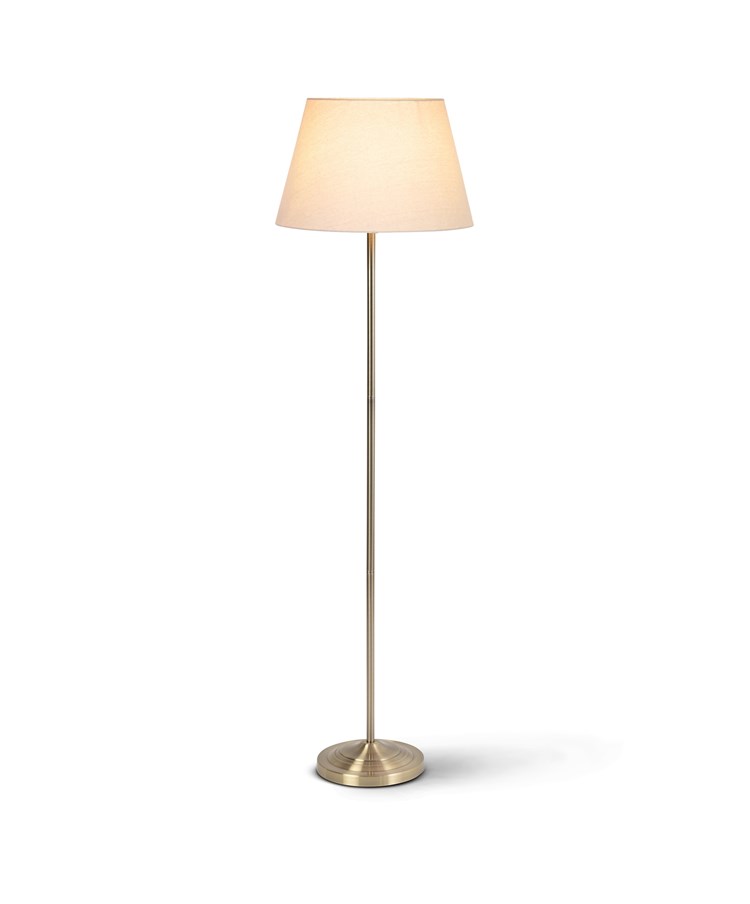 Stockholm Antique Brass Floor Lamp with Natural Linen Shade Stockholm Antique Brass Floor Lamp with Natural Linen Shade