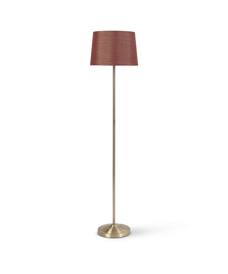 Stockholm Antique Brass Floor Lamp with Red & Gold Shade Stockholm Antique Brass Floor Lamp with Red & Gold Shade