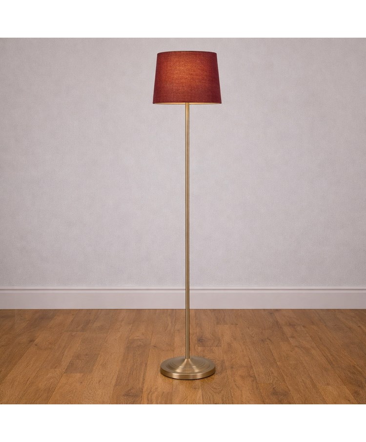 Stockholm Antique Brass Floor Lamp with Red & Gold Shade Stockholm Antique Brass Floor Lamp with Red & Gold Shade