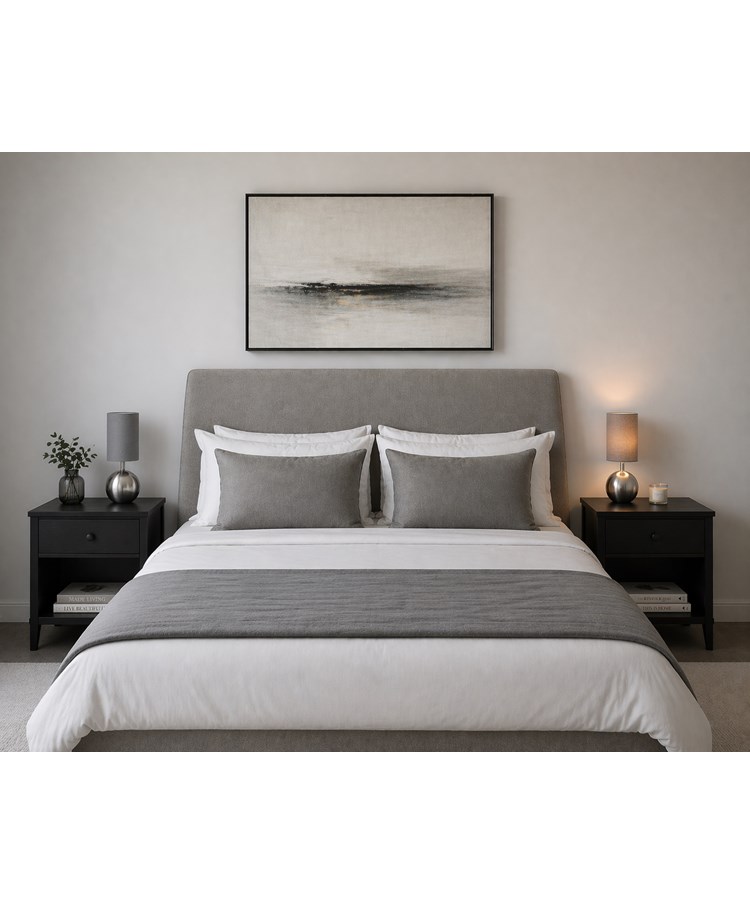 Small Silver Brush Metal Touch Table Lamp with Grey Shade