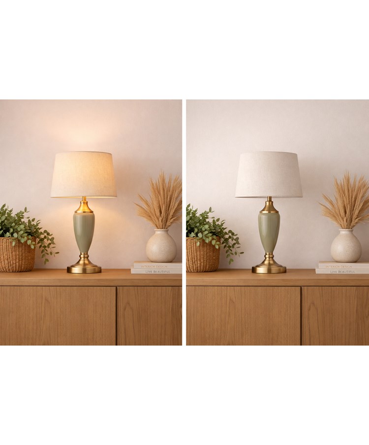 Bailey Large Sage Green Table Lamp with Natural Shade Bailey Large Sage Green Table Lamp with Natural Shade