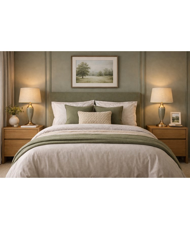 Bailey Large Sage Green Table Lamp with Natural Shade