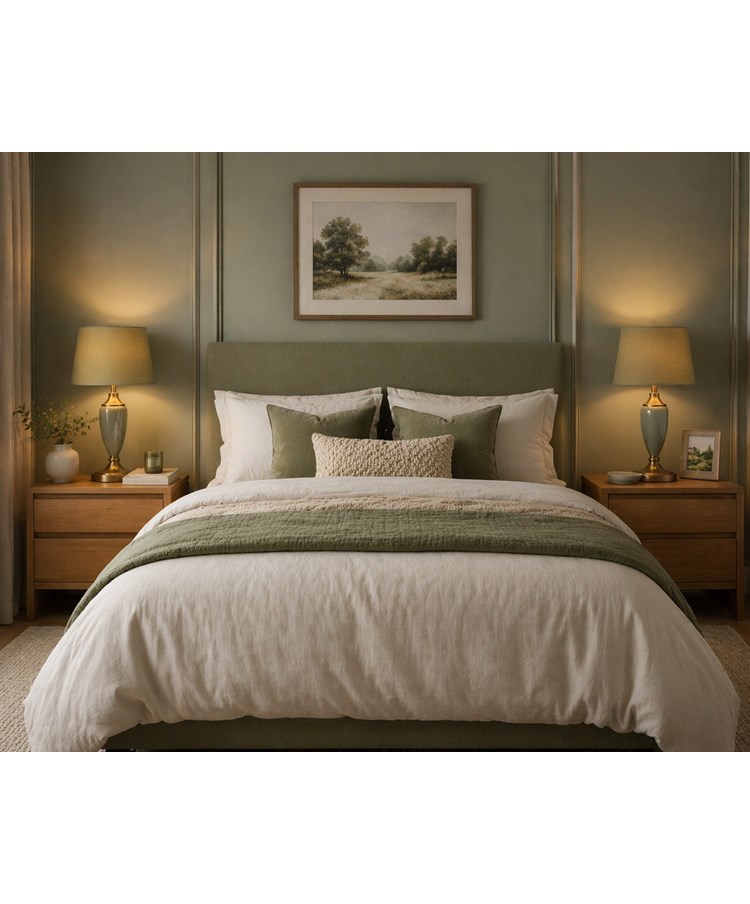 Bailey Large Sage Green Table Lamp with Green/Gold Lined Shade